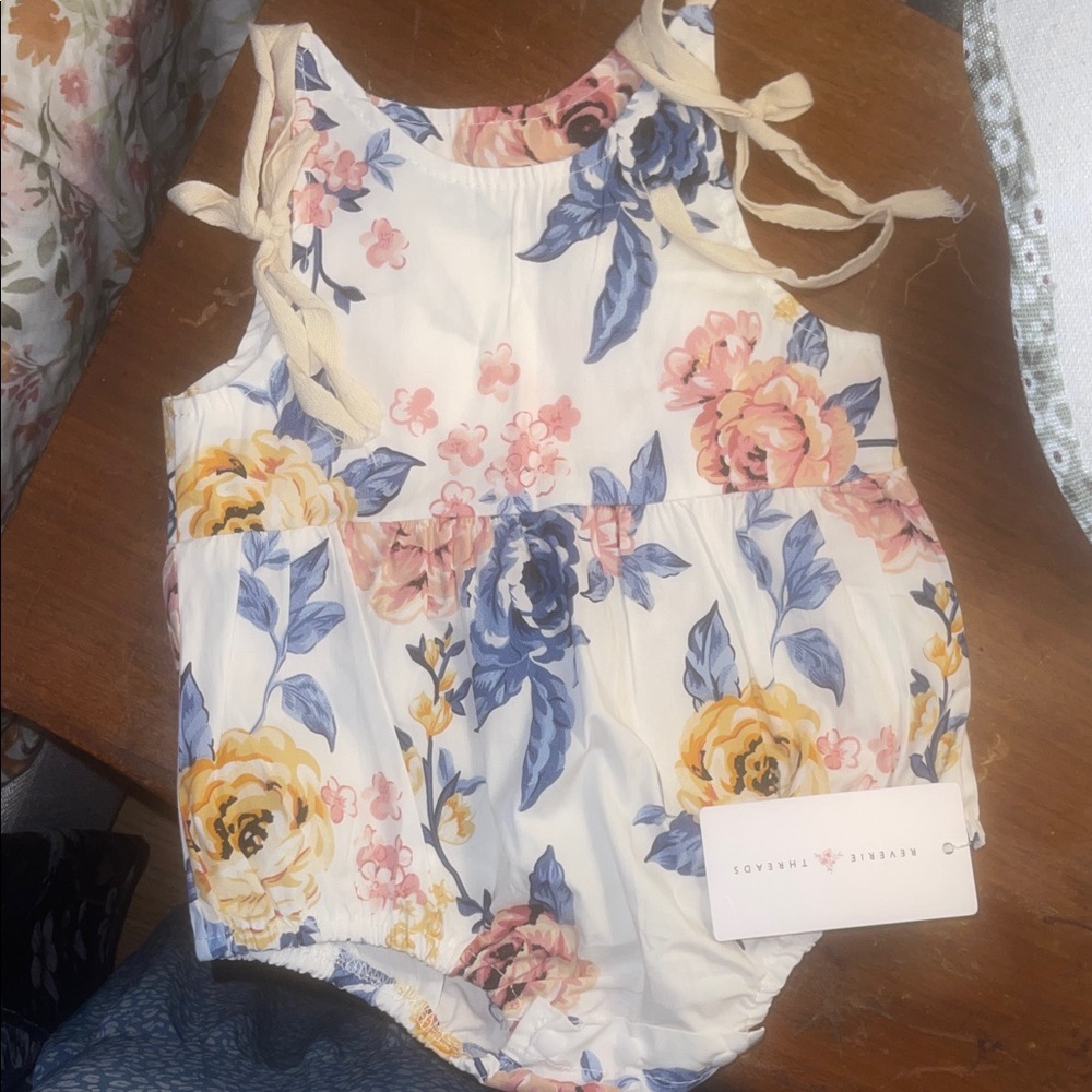 Reverie Threads Floral Baby Romper with Ties